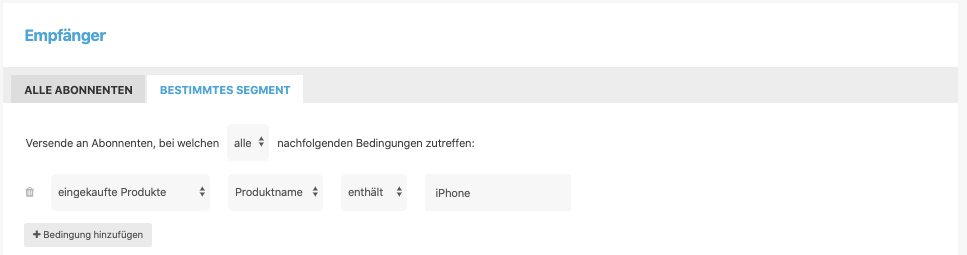 Web Push Segment nach eingekaufen Produkten